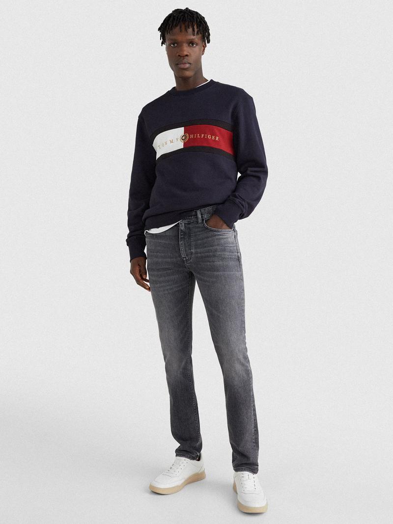 Férfi Tommy Hilfiger Slim fit faded wash Farmer Nadrág Sötétszürke | HU 1164LIS